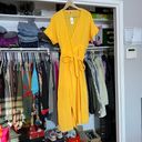 Marine layer Valencia gold yellow shirt sleeve midi wrap sundress M Photo 3