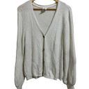 Joie  Women's Knitted Sweater White Button Front Cardigan Soft Fuzzy V-Neck XL Photo 0