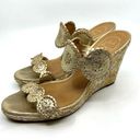 Jack Rogers  Livvy Gold Leather Embroidered Wedge Women's 9 US Photo 0