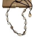 New Cowrie Shell Beaded Necklace On Black Fabric Cord Photo 0