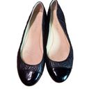 Taryn Rose  Black Pamona Nappa Ballet Flat Size 8M Solid Toe Caps Textured Sides Photo 1