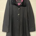 Betsey Johnson  Wool Peacoat Long Jacket Hearts Velvet Bow Black Size 8 S Medium Photo 0