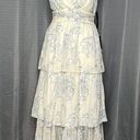 LULU’S CREAM & BLUE LAYERED V NECK SUNDRESS SMALL New Photo 0