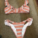 Topshop White and coral stripe Frill bikini bottom never worn  Photo 2