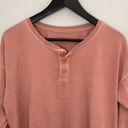 Thread and Supply  Cropped Henley Long Sleeve Shirt Casual Medium Terracotta Photo 1