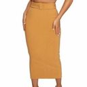 Naked Wardrobe  High Waisted Pencil Bodycon Midi Skirt Tan Sz No Belt Shaping Photo 0