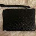 Coach Black Embossed Signature Leather Corner Zip Wristlet EUC Photo 1