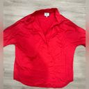 Tuckernuck  Willow Oversized Popover Top Poppy Red High Low Collared size M Photo 1