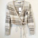 ZARA NWT  Open Knit Striped Cropped Wrap Cardigan Sweater Size S Photo 1