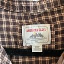 American Eagle brown & cream plaid patchwork button down shirt Photo 2