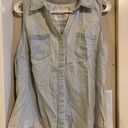 Sonoma Light Denim-like Button Up Tank Top Photo 0