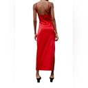 ZARA New Womens Red Tied Satin Effect Midi Dress XS Open Back Slit, Lining, Zip Photo 7