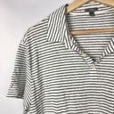 Vince  White & Black Stripe Linen Short Sleeve Polo L Photo 18