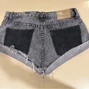 One Teaspoon Distressed Gray Black Denim Bandit Shorts Leather pockets size 27 Photo 5