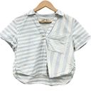 Madewell  Y-Neck Button-Up Shirt in Mixed Stripe size Small Photo 1