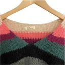 Elan  Sweater Pullover V Neck Stripe Multi Color Cozy Comfy Size Large Photo 4