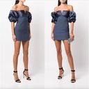 Cinq à Sept  Teo Ruched Satin Sheath Mini Dress Blue Womens Size 14 Photo 1