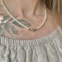 American Vintage Vintage “Baxleigh” White Silver Pearl Necklace 18.5” Marquis Fishhook Rhinestone Photo 2