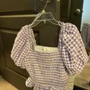 Cheeky Peach Purple And White Gingham Crop Top Photo 2