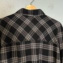 Oak + Fort  Black Plaid Cropped Flannel Collared Shirt Photo 8
