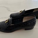 Salvatore Ferragamo Croc Embossed Leather Loafer in Black with Gold Size 10B Photo 0