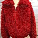 American Eagle  Outfitters Full Zip Jacket Small Lined Red Sherpa Bomber Teddy Photo 10