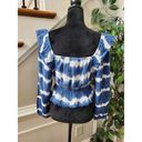 True Craft  Women Blue & White Cotton Square Neck Long Sleeve Top Blouse Size XS Photo 6