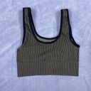 Good American  Seamless Sports Bra Ribbed Size 0/1 XS S Green Black Firm Control Photo 2