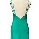 Victoria's Secret Vintage  Emerald Green Satin Slip Dress with Lace Trim Photo 2