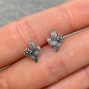 Dainty Saguaro Cactus Solid Sterling Silver Stud Earrings Photo 1