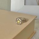 Vintage “Zelda” Silver Flower Yellow Stone Ring Chunky Fairycore Whimsigoth Girl Photo 3