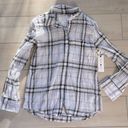 Treasure & Bond  Plaid Top Small White Navy Button Down Women Casual Shirt NWT Photo 0