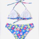 Blackbough NWT  Swim Retro Floral Triangle Bikini Set - Blue/Pink - L/L Photo 4