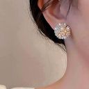 925 Silver Post Flower Stud Earrings for Women Gold Photo 2