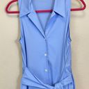 Natori  Cotton Poplin Belted Shirt Dress Midi Length Sky Blue Size S Photo 3