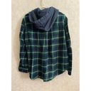 American Eagle  women's large long sleeve hooded blue / green plaid top Photo 4