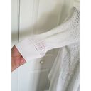 DKNY  White Open Weave 100% Cotton Cardigan Elbow Length Sleeves Front Drape M/L Photo 2