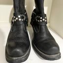 Double H Boots Women's 7 1/2 Black Leather Studded Moto Biker Riding Biker Shoes Size 7.5 Photo 1