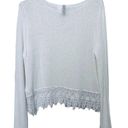 Divided by H&M White Knit Sheer Sweater with Lace Hem Photo 0