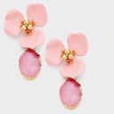 In Bloom New Woman Boutique Spring  Pink Genuine Druzy Dangle Earrings Photo 0