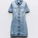 ZARA Dress mini denim jeans button up collar casual short sleeve Photo 2