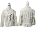 Sigrid Olsen Tan & White Seersucker Stripe 3/4 Sleeve 2 Button Blazer Size 12 Photo 1