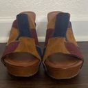 Unionbay Retro Boho Y2K Brown Burgundy Blue Yellow Patchwork Platform Mules 7.5 Photo 6