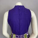 Tori Richard Vintage  Dress Hawaiian 70s Purple Green Honolulu Mod Tiki Barkcloth Photo 4