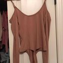 RD Style Basik By  Pink Bodysuit Cold Shoulder Mauve M Photo 0