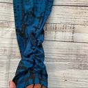 CAbi  Blue with Black Screen Print Ruched Leggings.  Size Small Photo 3