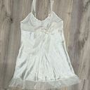 Linea Donatella  White Ivory Satin Embroider Beaded Nightgown Chemise Slip Size M Photo 4