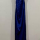 La Femme  29858 Blue Satin Cross Back Gown 6 Photo 2