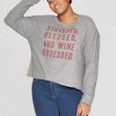 Modern Lux  Grey Super Soft Wine Graphic Sweater Photo 1