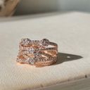 American Vintage Vintage “Keturah” Rosegold Rhinestone Six Shank Ring Maximalist Glam Bohemian Jewelry Photo 3